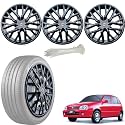 WolkomHome Car Accessories Wheel Cap, Hub Cap 12 Inch Wheel Cover Delta Full Black Set of 4 Wheel Cap for Zen