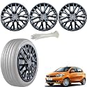 WolkomHome Car Accessories Wheel Cap, Hub Cap 14 Inch Wheel Cover Delta Full Black Set of 4 Wheel Cap for Zica