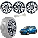 WolkomHome Car Accessories Wheel Cap, Hub Cap 14 Inch Wheel Cover Delta Full Black Set of 4 Wheel Cap for Celerio 2019