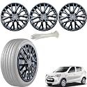 WolkomHome Car Accessories Wheel Cap, Hub Cap 12 Inch Wheel Cover Delta Full Black Set of 4 Wheel Cap for Alto 800 2012