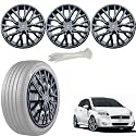 WolkomHome Car Accessories Wheel Cap, Hub Cap 14 Inch Wheel Cover Delta Full Black Set of 4 Wheel Cap for Fiat Punto