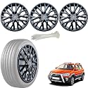 WolkomHome Car Accessories Wheel Cap, Hub Cap 14 Inch Wheel Cover Delta Full Black Set of 4 Wheel Cap for Etios Cross