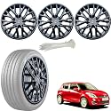 WolkomHome Car Accessories Wheel Cap, Hub Cap 14 Inch Wheel Cover Delta Full Black Set of 4 Wheel Cap for Swift Type 3