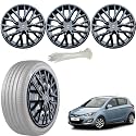 WolkomHome Car Accessories Wheel Cap, Hub Cap 14 Inch Wheel Cover Delta Full Black Set of 4 Wheel Cap for i20 new