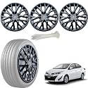 WolkomHome Car Accessories Wheel Cap, Hub Cap 15 Inch Wheel Cover Delta Full Black Set of 4 Wheel Cap for Yaris