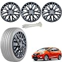 WolkomHome Car Accessories Wheel Cap, Hub Cap 15 Inch Wheel Cover Delta Full Black Set of 4 Wheel Cap for Jazz 2015 Type 2
