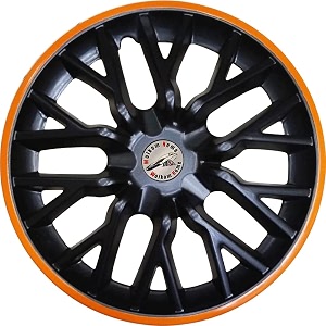 wolkomhome car wheel cap hub cap wheelcover wheel cover 15 inch universal for all 15 inch wheel size cars delta black orange ring set of 4 pc best car accessories available in 1213141516 inch