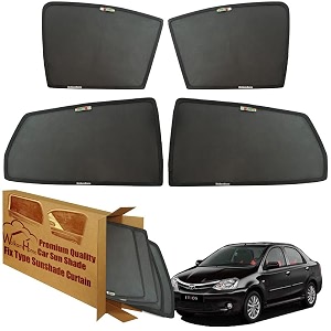 wolkomhome car window sun shade protector curtains set of 4 pc for etios