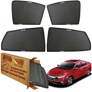 wolkomhome car window sun shade protector curtains set of 4 pc for civic 2020