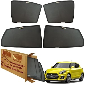 wolkomhome car window sun shade protector curtains set of 4 pc for swift 2018 to 23