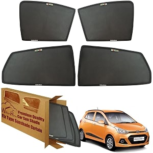 wolkomhome car window sun shade protector curtains set of 4 pc for i10 grand