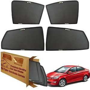 wolkomhome car window sun shade protector curtains set of 4 pc for verna fluidic 4s