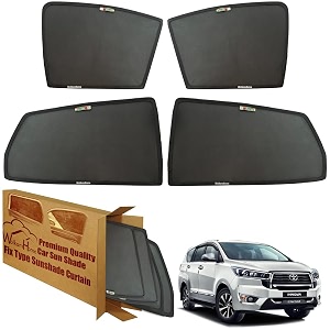 wolkomhome car window sun shade protector curtains set of 4 pc for innova crysta 2023