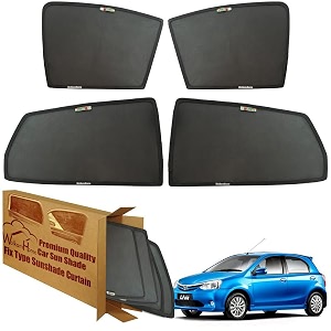 wolkomhome car window sun shade protector curtains set of 4 pc for etios liva