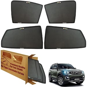 wolkomhome car window sun shade protector curtains set of 4 pc for scorpio n