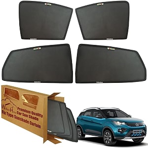 wolkomhome car window sun shade protector curtains set of 4 pc for nexon ev