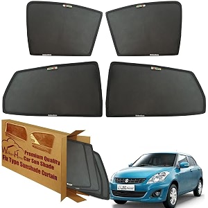wolkomhome car window sun shade protector curtains set of 4 pc for swift dzire type-2