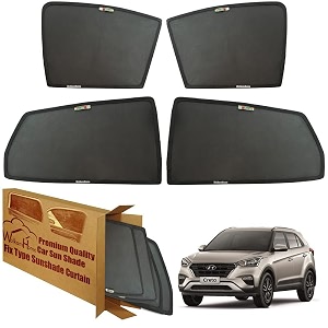 wolkomhome car window sun shade protector curtains set of 4 pc for creta 2019