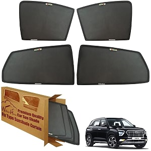 wolkomhome car window sun shade protector curtains set of 4 pc for creta 2020