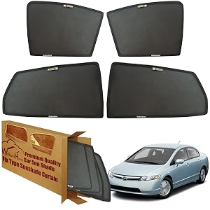wolkomhome car window sun shade protector curtains set of 4 pc for civic old