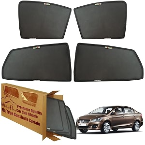 wolkomhome car window sun shade protector curtains set of 4 pc for maruti-suzuki-ciaz