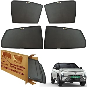 wolkomhome car window sun shade protector curtains set of 4 pc for nexon ev 2023