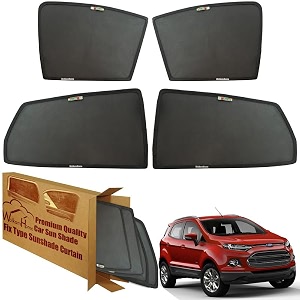 wolkomhome car window sun shade protector curtains set of 4 pc for ecosport 2017