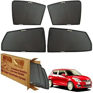 wolkomhome car window sun shade protector curtains set of 4 pc for swift type-3