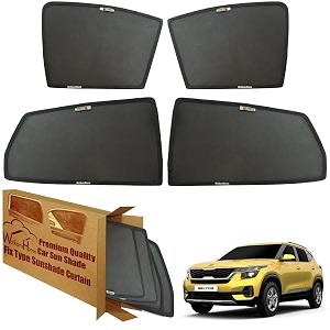 wolkomhome car window sun shade protector curtains set of 4 pc for seltos
