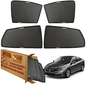 wolkomhome car window sun shade protector curtains set of 4 pc for civic 2019