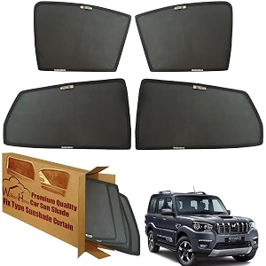 wolkomhome car window sun shade protector curtains set of 4 pc for scorpio 2023