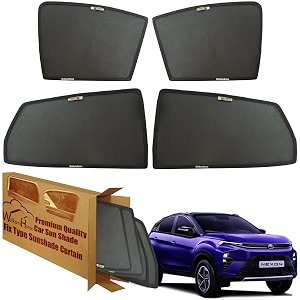 wolkomhome car window sun shade protector curtains set of 4 pc for nexon facelift 2023