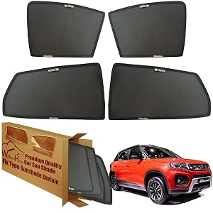 wolkomhome car window sun shade protector curtains set of 4 pc for vitara brezza 2020