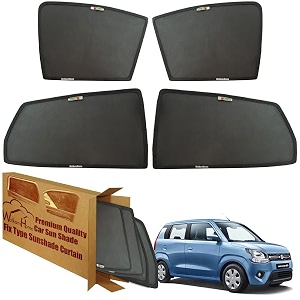 wolkomhome car window sun shade protector curtains set of 4 pc for wagonr 2019 to 23