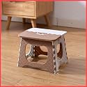 Wolpin 1Pc Portable Step Stool Super Strong Folding Step Stool for Adults and Kids, Kitchen Stepping Stools, Home Office Garden Stool with Handle (Brown)