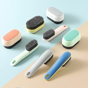 wolpin 2 pcs clothes cleaning brush and shoe brush with handle multipurpose bathroom cleaning sink brush kitchen acrylonitrile butadiene styrene