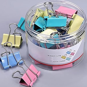 wolpin 32 mm binder clip clamp for paper office home school 24 pcs