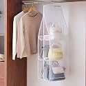 wolpin 6 Pocket Foldable Handbag Organizer Hanging 90 x 35 cm | Non Woven Dustproof Purse Wardrobe Storage Bag Cover for Closet Multipurpose White