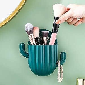 wolpin bathroom cosmetic organizer storage box 145 x 145 cm  self-adhesive wall-mounted with hooks for toiletries amp accessories green