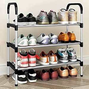 wolpin 60 cm 2-layer shoe stand amp rack 1 pc  under-bed space saver storage for footwear sandals amp slippers  steel shoe organizer