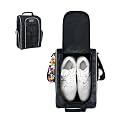 Wolt |Golf Shoe Bag for Travel- Zippered Shoes Carrier Bags with Ventilation & Double Outside Accessory Pocket for Socks, Tees, Golf Balls, Etc. for Women and Men (CamoBlack)
