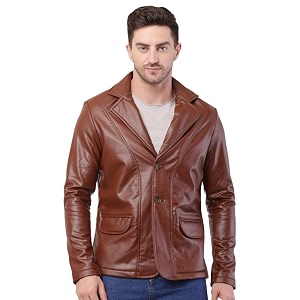 Wolver Mens PU Leather Blazer Casual Party