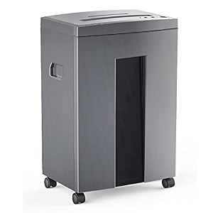 wolverine 18-sheet 60 mins running time cross cut high security level p-4 heavy duty papercdcard ultra quiet shredder for home office with 6 gallons pullout waste bin sd9611 grey etl