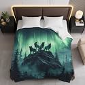 Wolves Under Aurora Comforter Bedding Heavy Bed Blanket Soft Warm Fluffy All Seasons Only Quilt 264x229cm