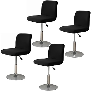 womaco bar stool cover with back printed dining room square swivel barstool chair seat cushion slipcover for counter height mid low back chair protector 4 black