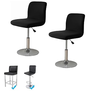 womaco bar stool cover with back printed dining room square swivel barstool chair seat cushion slipcover for counter height mid low back chair protector 2 black
