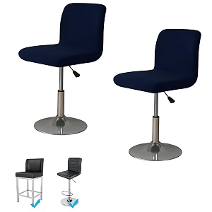 womaco bar stool cover with back printed dining room square swivel barstool chair seat cushion slipcover for counter height mid low back chair protector 2 navy blue