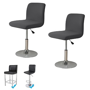 womaco bar stool cover with back printed dining room square swivel barstool chair seat cushion slipcover for counter height mid low back chair protector 2 gray