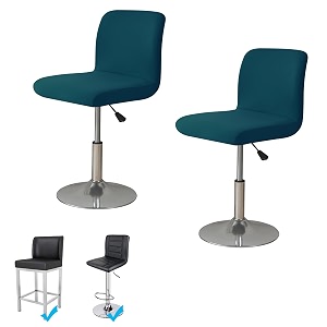 womaco bar stool cover with back printed dining room square swivel barstool chair seat cushion slipcover for counter height mid low back chair protector 2 peacock blue
