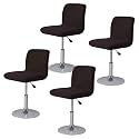WOMACO Bar Stool Cover with Back Printed Dining Room Square Swivel Barstool Chair Seat Cushion Slipcover for Counter Height Mid Low Back Chair Protector (4, Coffee)